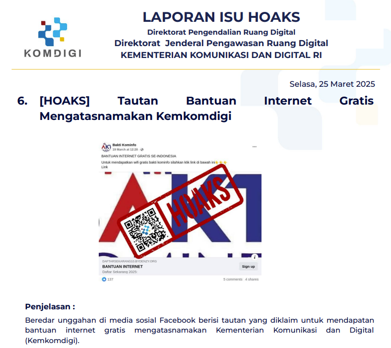 Isu Hoaks 25 Maret 2025