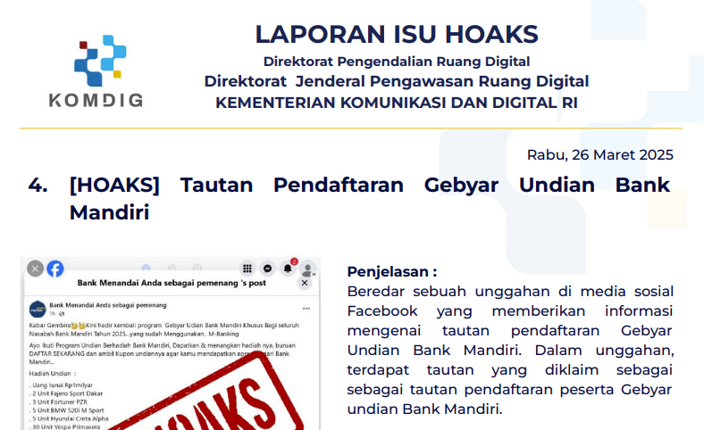 Isu Hoaks 26 Maret 2025