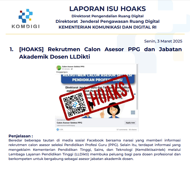 Isu Hoaks 3 Maret 2025