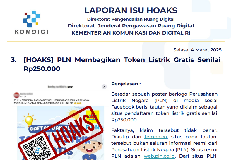 Isu Hoaks 4 Maret 2025