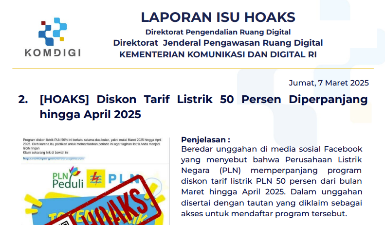 Isu Hoaks 7 Maret 2025