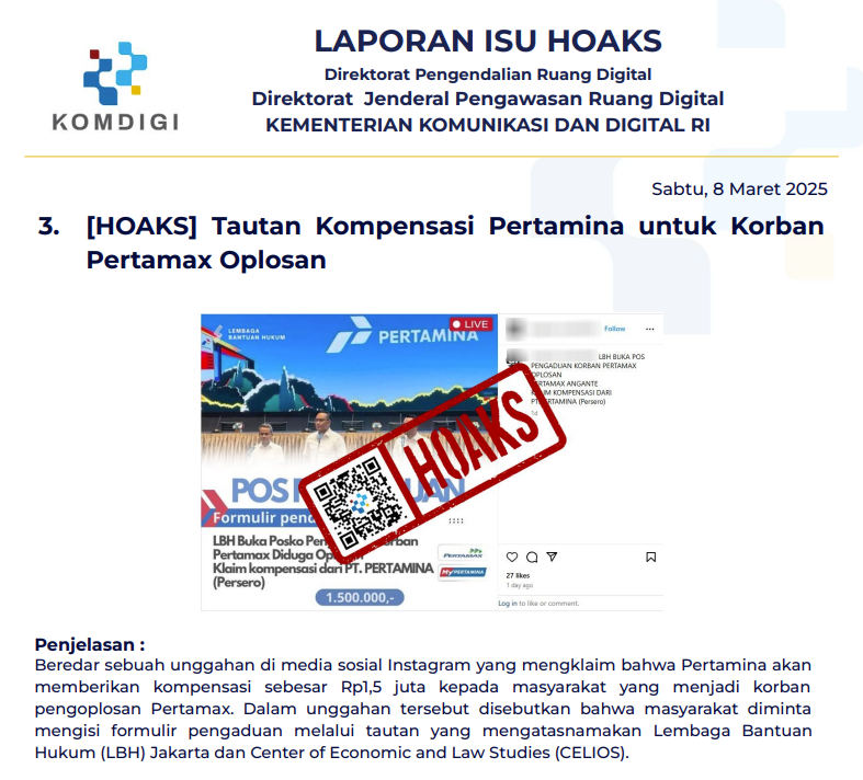 Isu Hoaks 8 Maret 2025