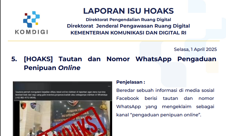Isu Hoaks 1 April 2025