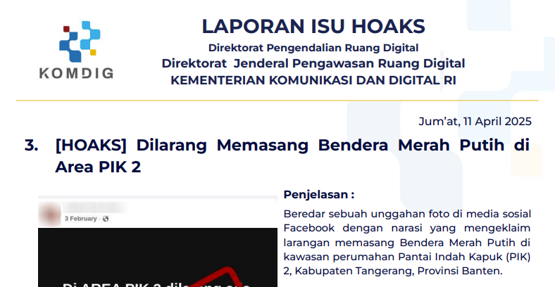 Isu Hoaks 11 April 2025