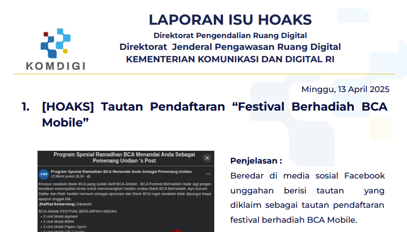 Isu Hoaks 13 April 2025