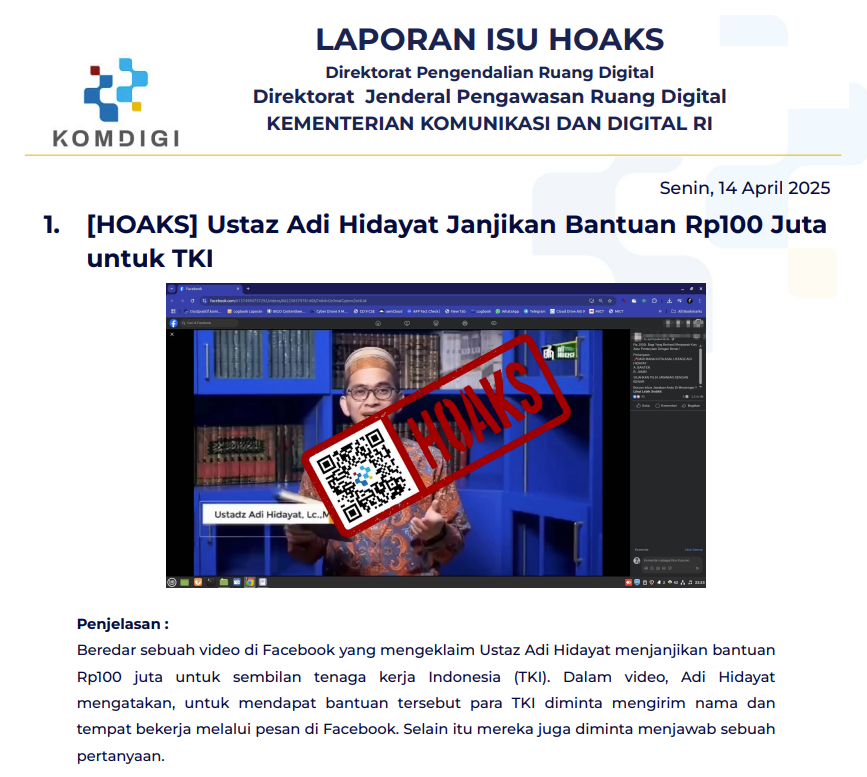 Isu Hoaks 14 April 2025