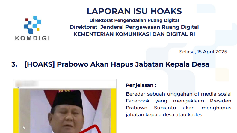 Isu Hoaks 15 April 2025