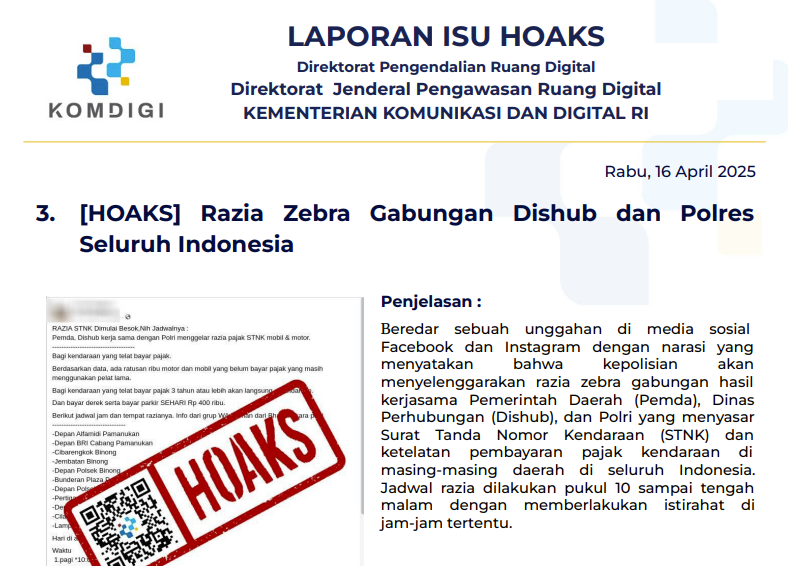 Isu Hoaks 16 April 2025