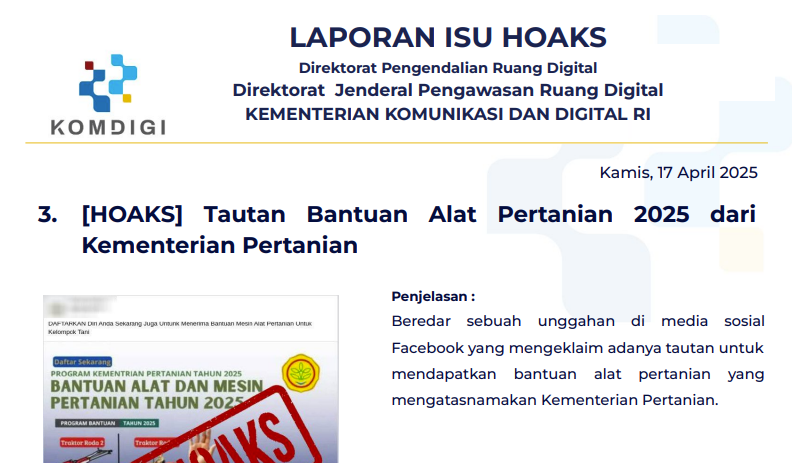 Isu Hoaks 17 April 2025