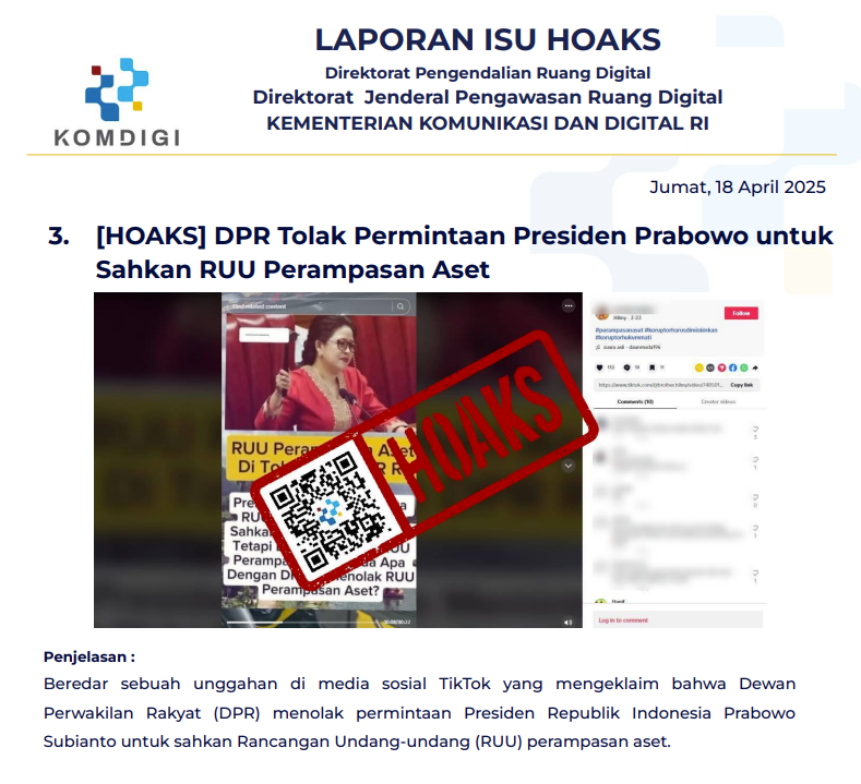 Isu Hoaks 18 April 2025
