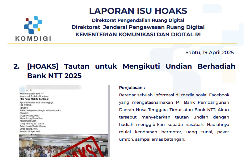 Isu Hoaks 19 April 2025