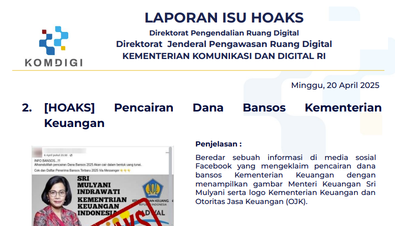 Isu Hoaks 20 April 2025