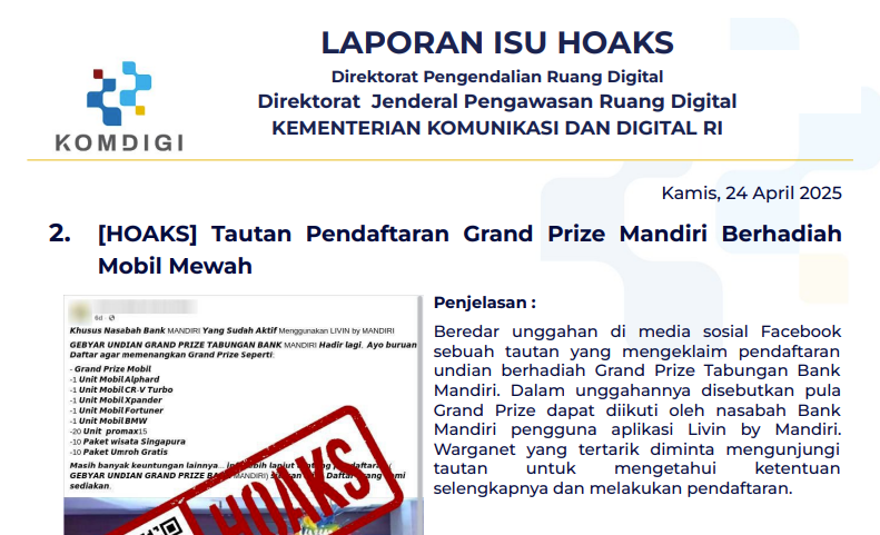 Isu Hoaks 24 April 2025