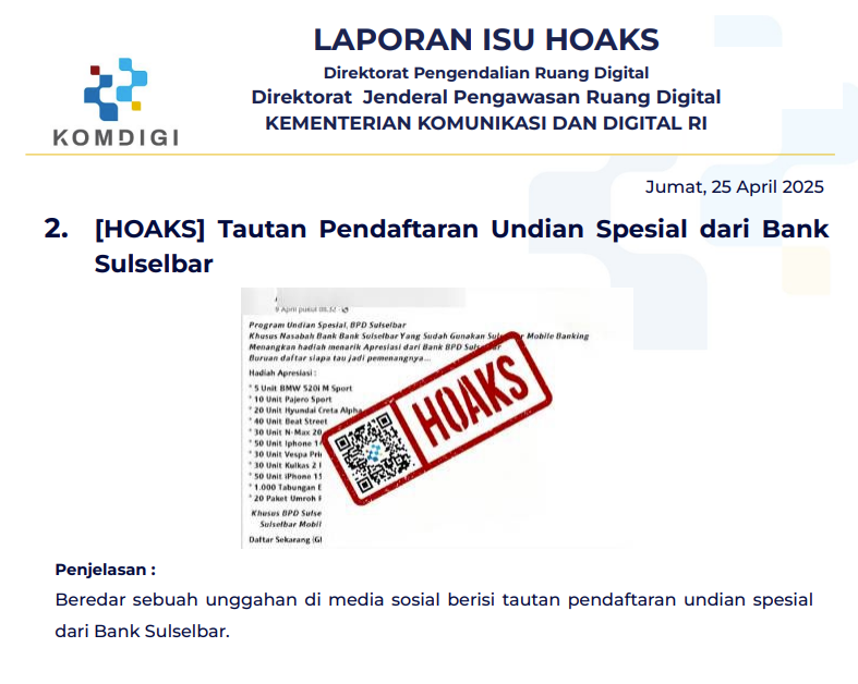 Isu Hoaks 25 April 2025