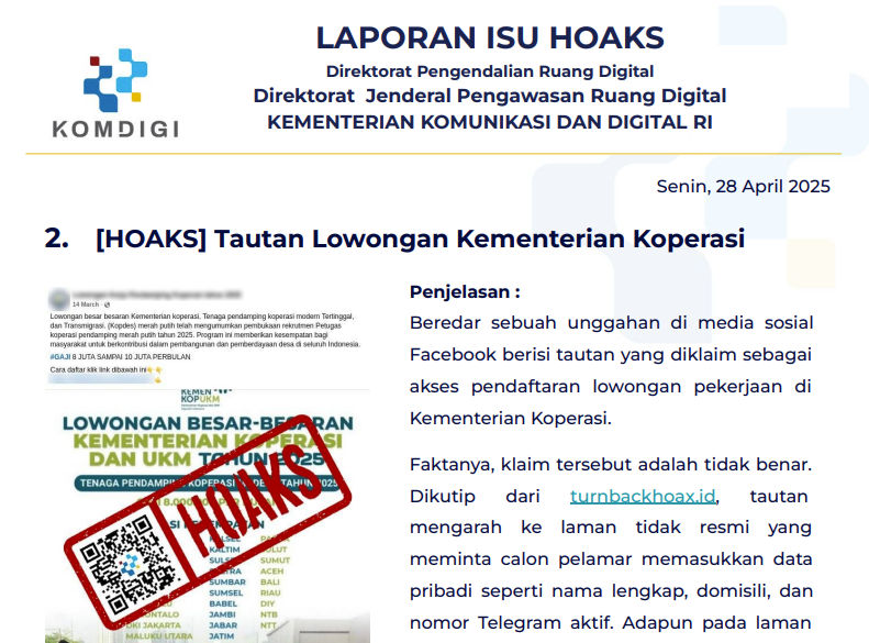 Isu Hoaks 28 April 2025
