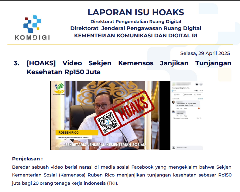 Isu Hoaks 29 April 2025