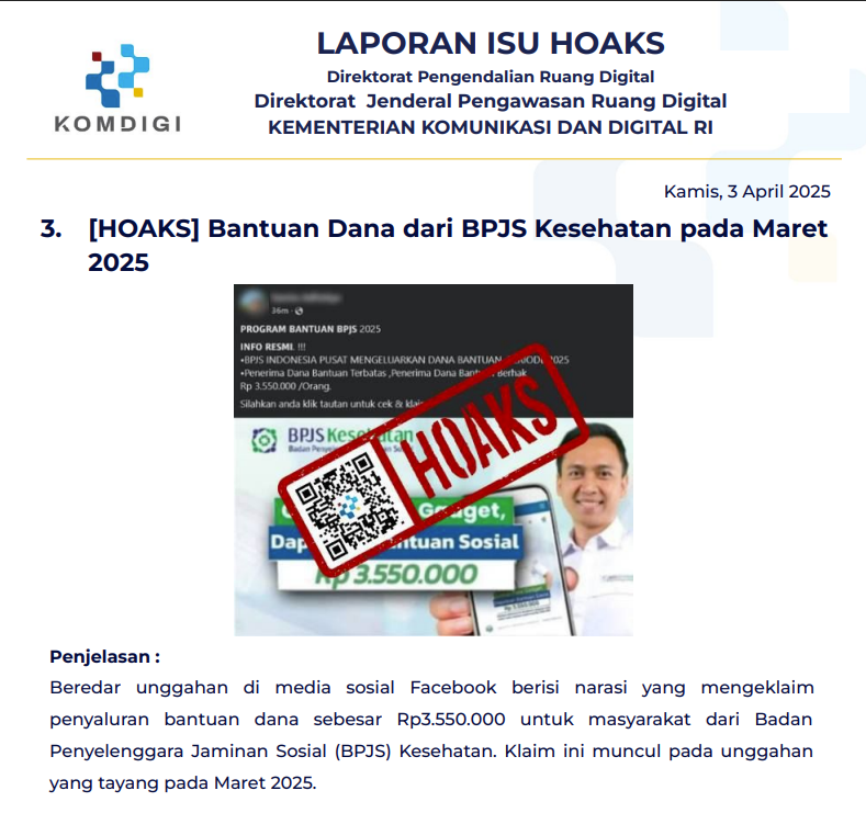 Isu Hoaks 3 April 2025