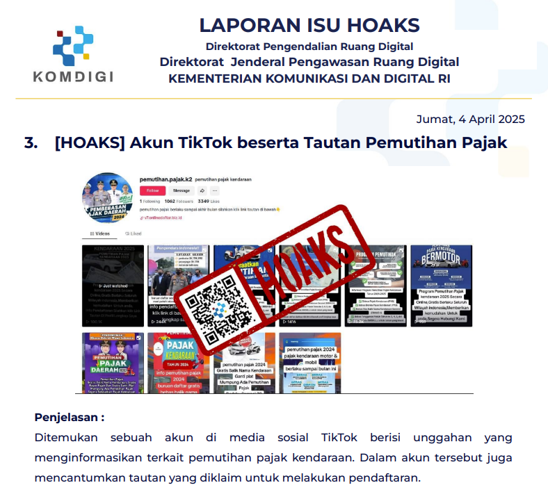 Isu Hoaks 4 April 2025