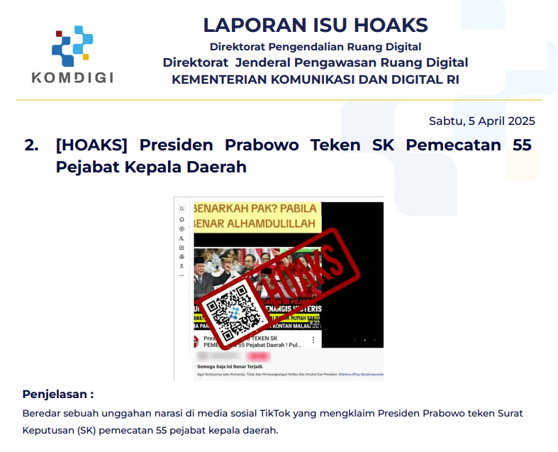 Isu Hoaks 5 April 2025