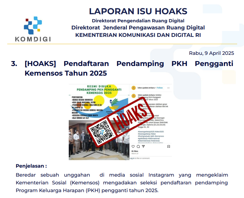 Isu Hoaks 9 April 2025