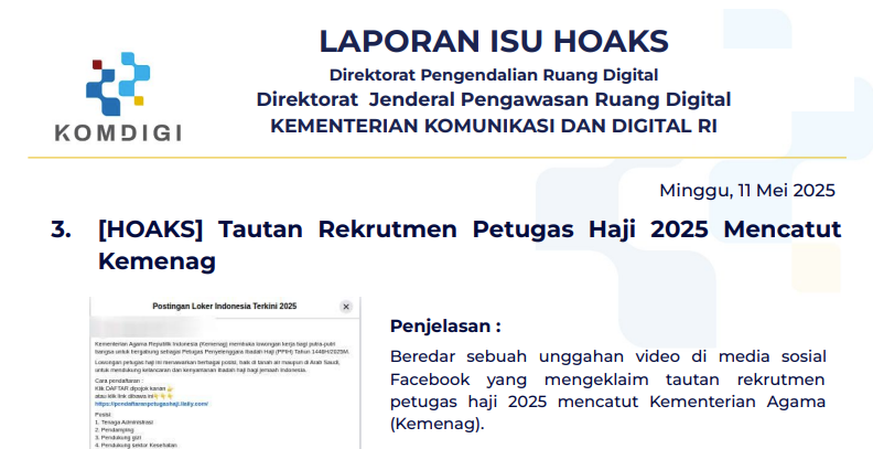 Isu Hoaks 11 Mei 2025