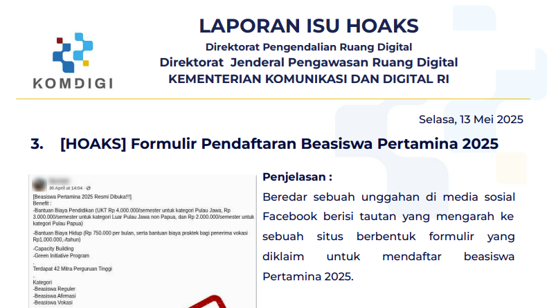Isu Hoaks 13 Mei 2025