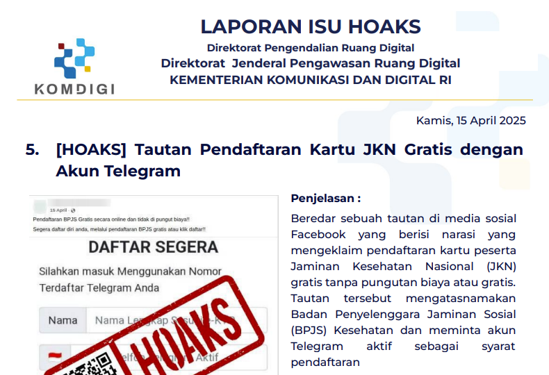 Isu Hoaks 15 Mei 2025