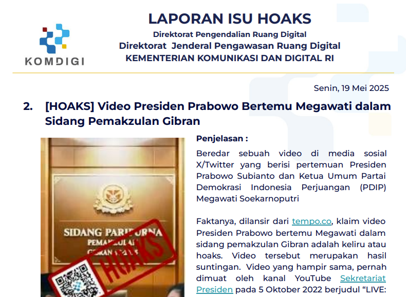 Isu Hoaks 19 Mei 2025