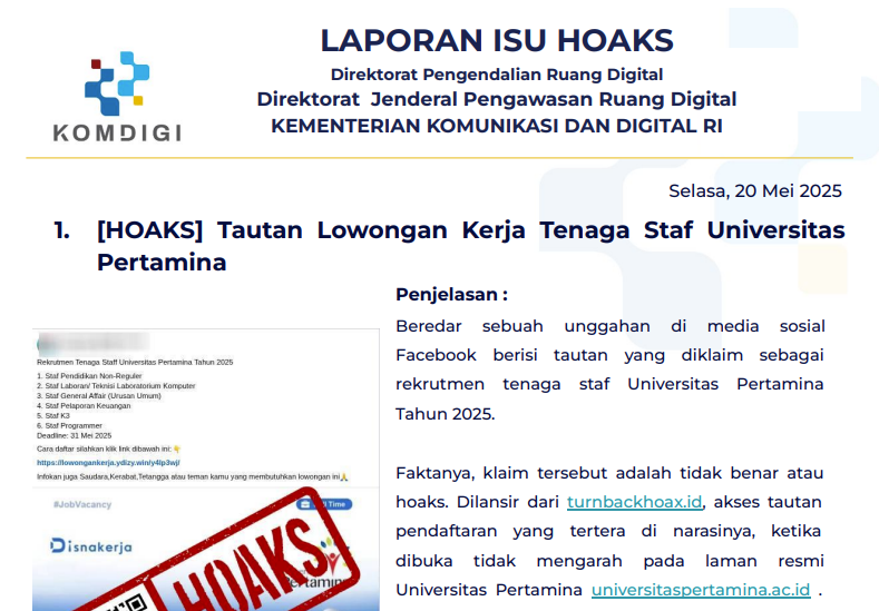 Isu Hoaks 20 Mei 2025