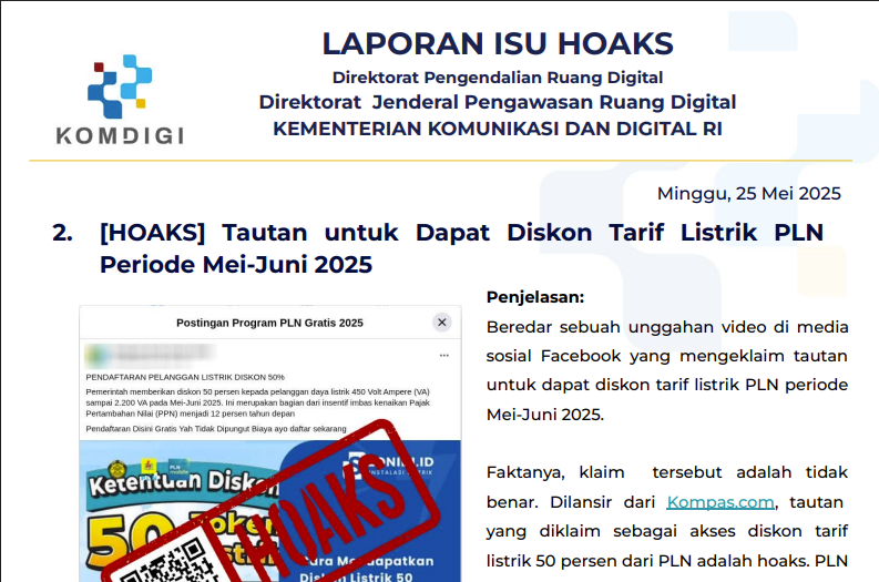 Isu Hoaks 25 Mei 2025