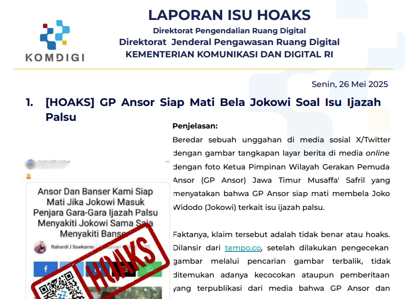 Isu Hoaks 26 Mei 2025