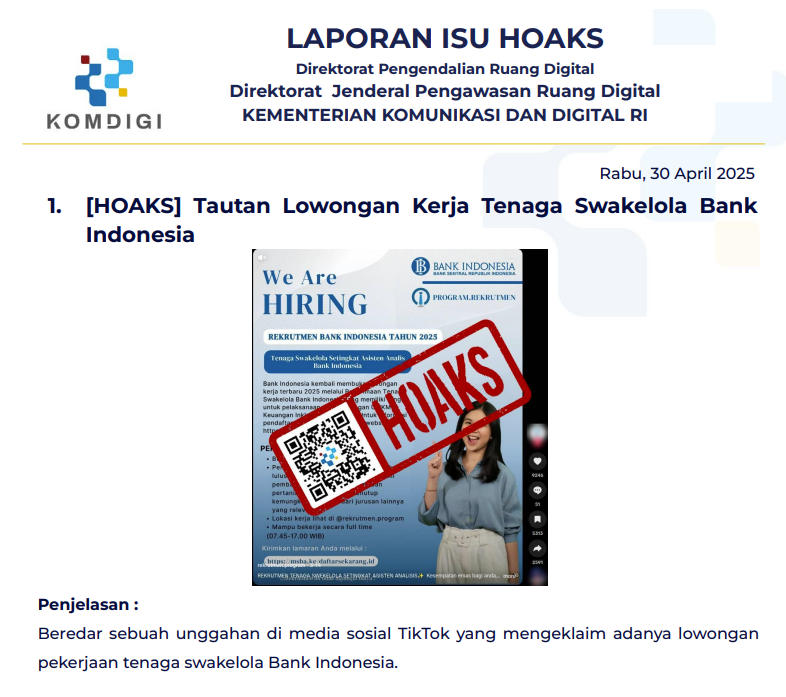 Isu Hoaks 30 April 2025