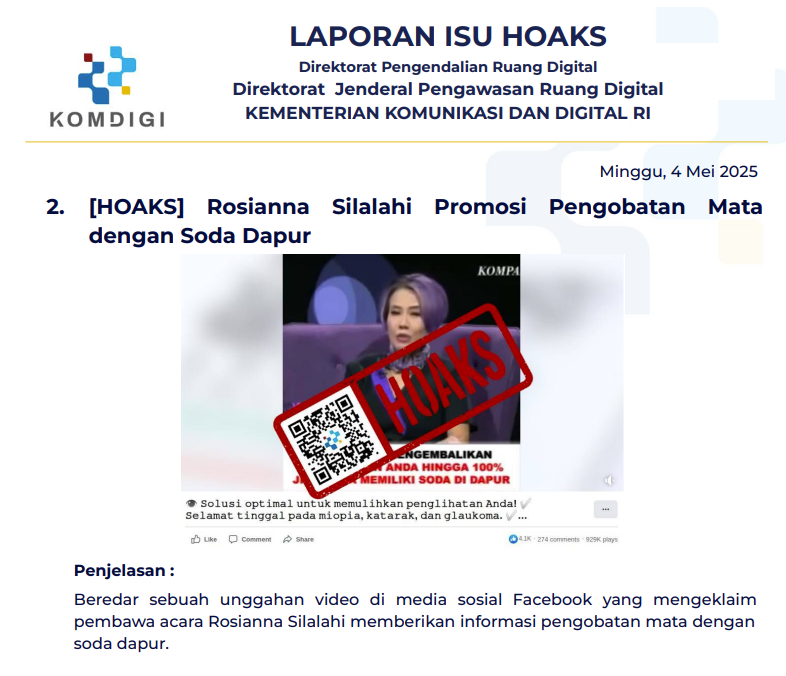 Isu Hoaks 4 Mei 2025