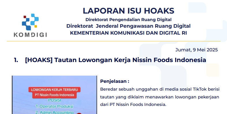 Isu Hoaks 9 Mei 2025