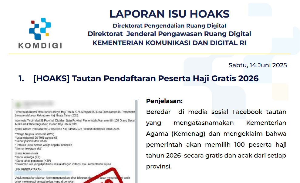 Isu Hoaks 14 Juni 2025