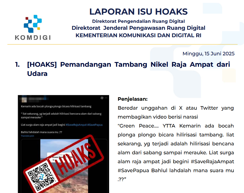 Isu Hoaks 15 Juni 2025