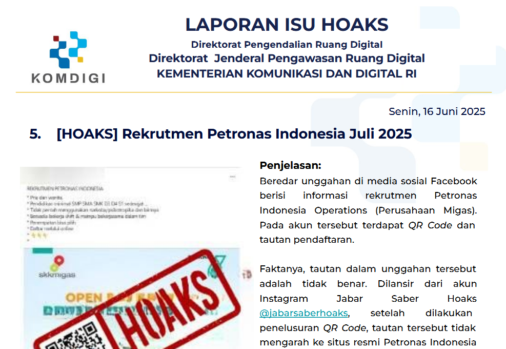 Isu Hoaks 16 Juni 2025