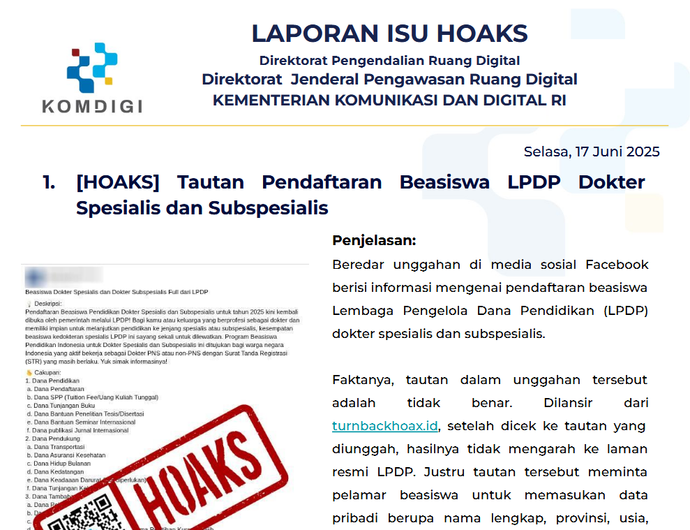Isu Hoaks 17 Juni 2025