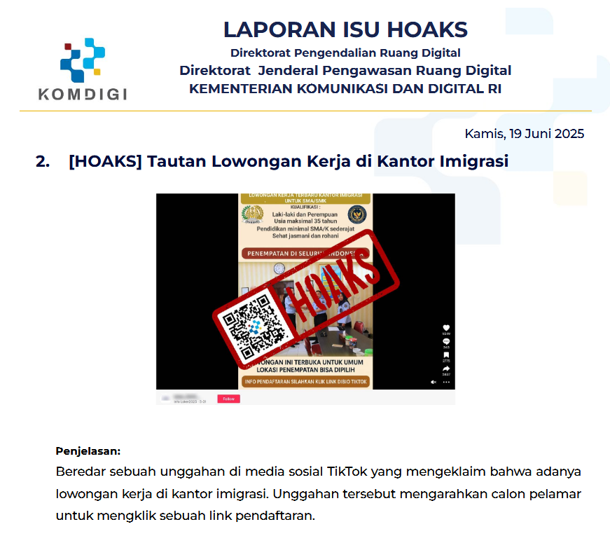 Isu Hoaks 19 Juni 2025