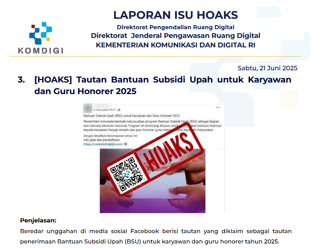 Isu Hoaks 21 Juni 2025