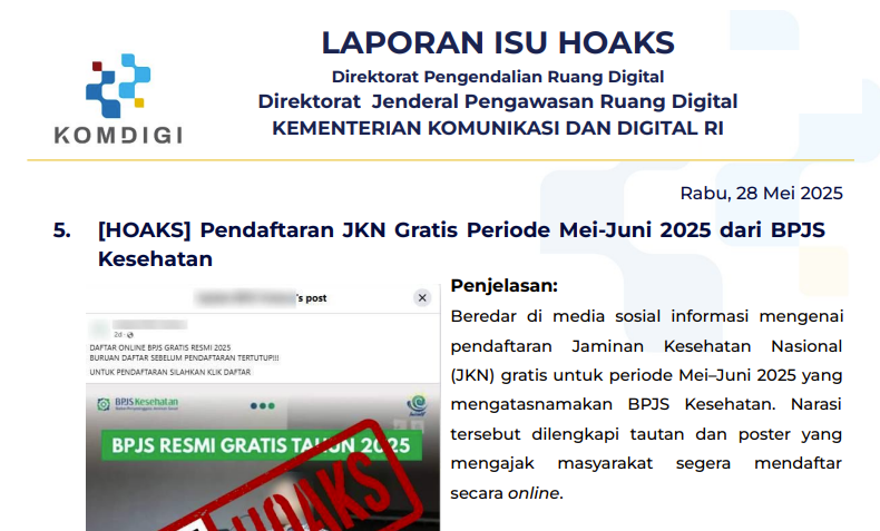 Isu Hoaks 28 Mei 2025