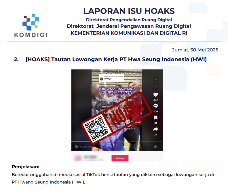 Isu Hoaks 30 Mei 2025