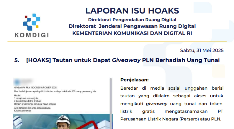 Isu Hoaks 31 Mei 2025