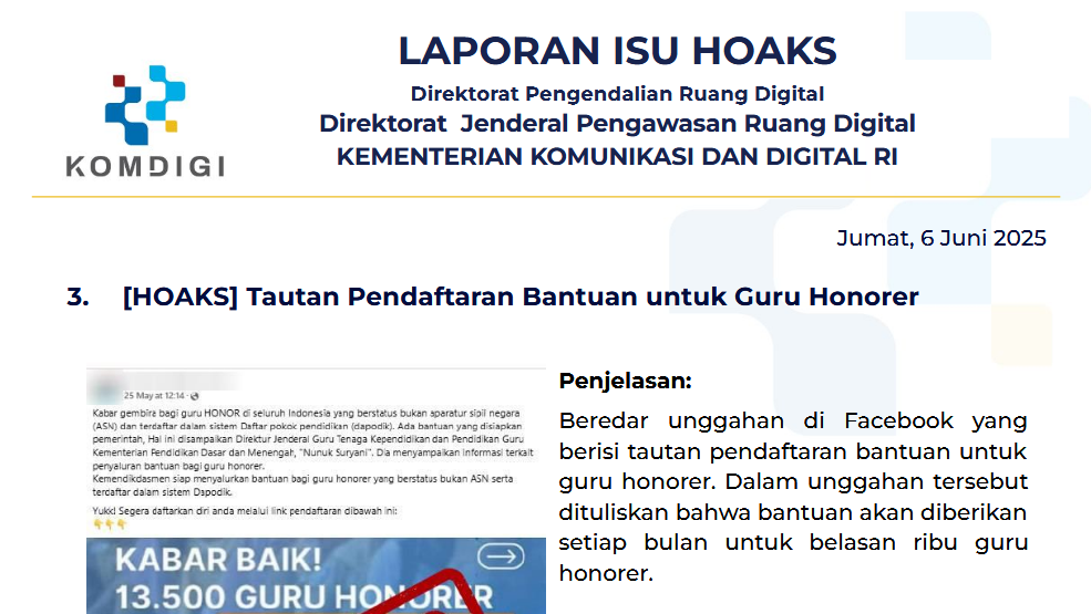 Isu Hoaks 6 Juni 2025