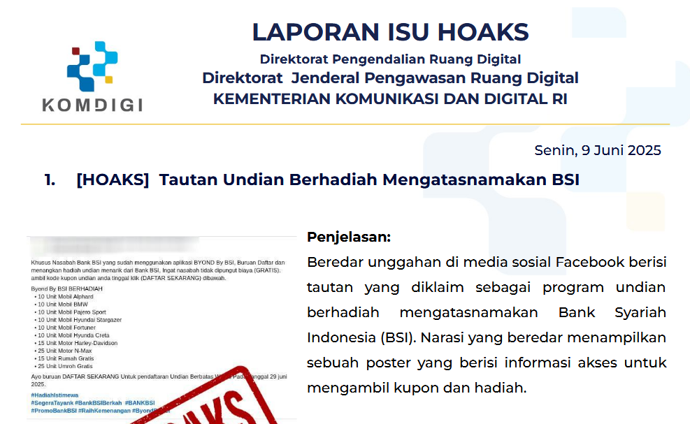 Isu Hoaks 9 Juni 2025