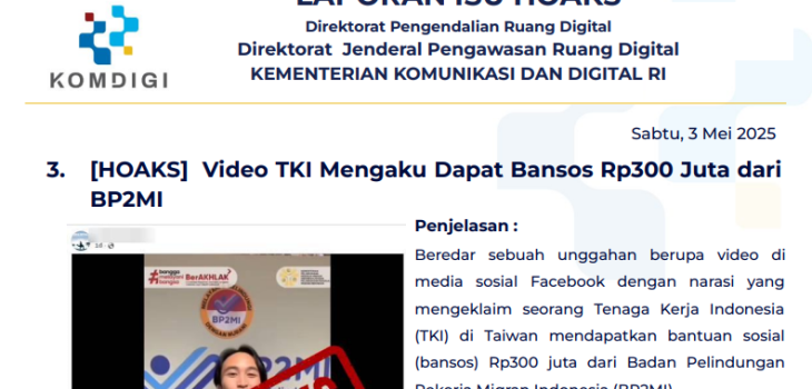 Isu Hoaks dan Disinformasi 3 Juni 2025 Grafis