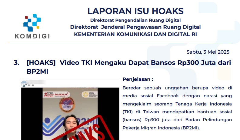 Isu Hoaks dan Disinformasi 3 Juni 2025 Grafis
