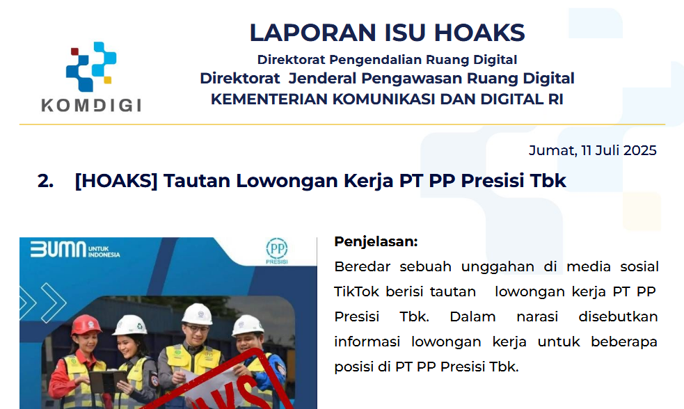 Isu Hoaks 11 Juli 2025