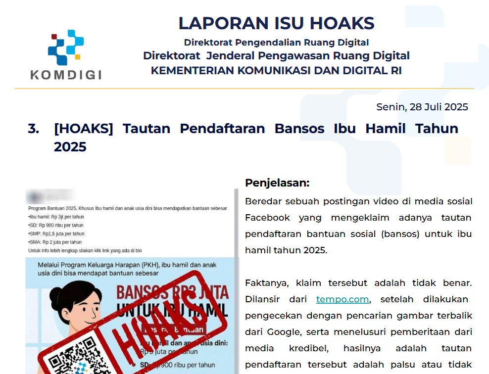 Isu Hoaks 28 Juli 2025