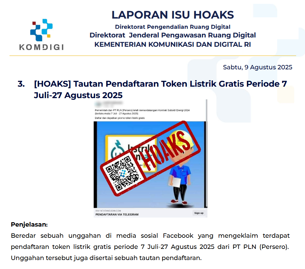 Isu Hoaks 9 Agustus 2025